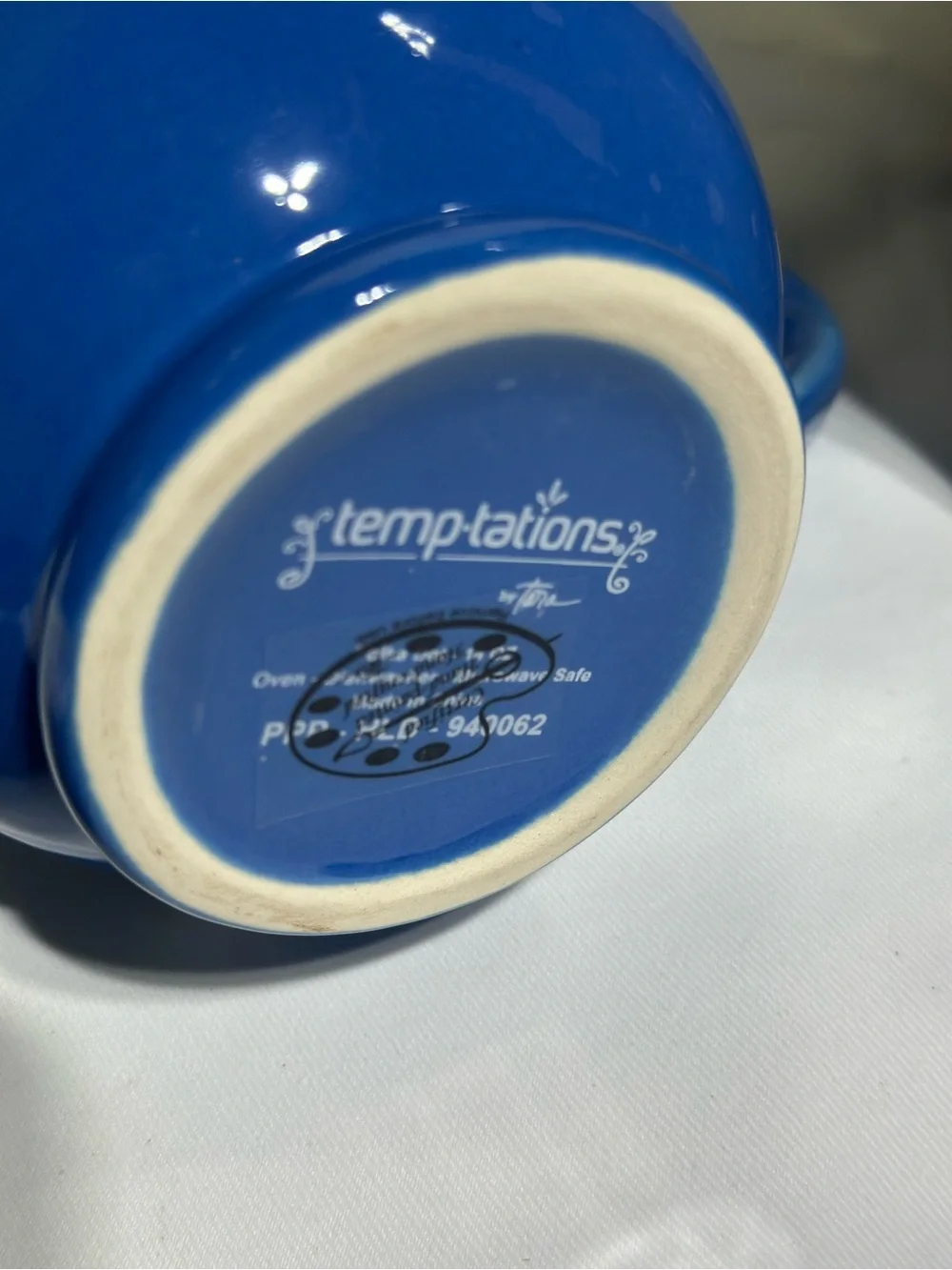 Temp-Tations Blue and White Polka Dot Ceramic Mug
